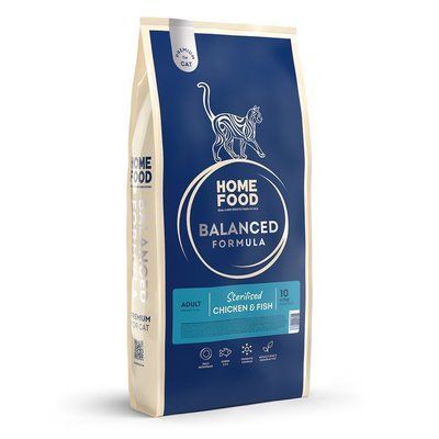 Сухой корм для стерилизованных/кастрированных взрослых кошек Home Food Sterilised Balanced Formula курочка и рыбка 10 кг 1357101 фото