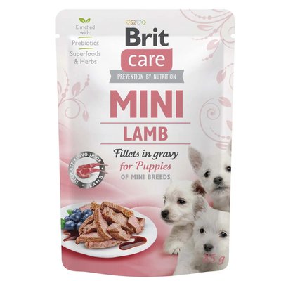 Вологий корм для цуценят Brit Care Mini pouch 85 г філе в соусі ягня 100216/4418 фото