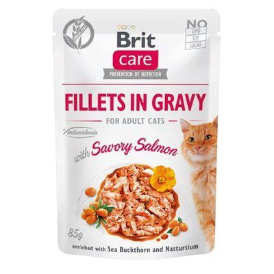 Вологий корм для кішок Brit Care Cat pouch 85 г філе лосося у соусі 100530/0525 фото