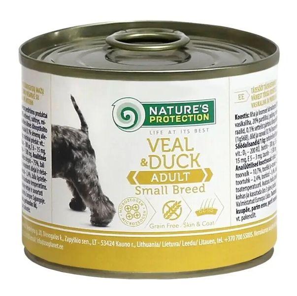 Влажный корм для взрослых собак малых пород Nature's Protection Adult small breed Veal&Duck телятина и утка 200 г KIK45095 фото