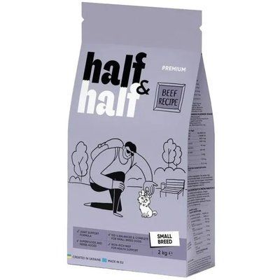 Сухий корм Half & Half для дорослих собак маленьких порід із яловичиною 2 кг 20727 фото