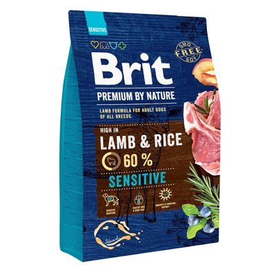 Сухой корм для собак с чувствительным пищеварением Brit Premium Sensitive Lamb & Rice с ягненком 3 кг 170843/6628 фото