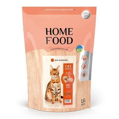 Сухой корм для взрослых активных котов Home Food с курочкой и креветка 1.6 кг 50 фото