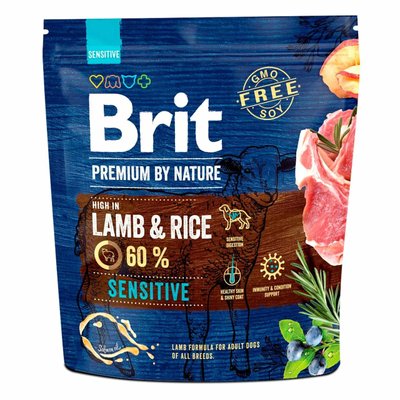 Сухой корм для собак с чувствительным пищеварением Brit Premium Sensitive Lamb & Rice с ягненком 1 кг 170842/6611 фото