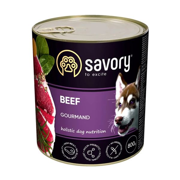 Вологий корм для дорослих собак Savory Dog Gourmand яловичина 800 г 30440 фото