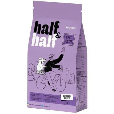Сухий корм Half & Half для дорослих собак середніх порід з яловичиною 2 кг 20741 фото