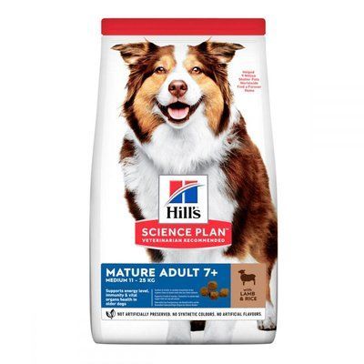 Сухой корм для зрелых собак средних пород Science Plan Mature Adult 7+ Medium Breed Хиллс с ягненком и рисом 14 кг 604379 фото