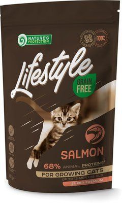 Сухой беззерновой корм для котят с лососем Nature's Protection Lifestyle Grain Free Salmon Kitten 400 г NPLS45952 фото