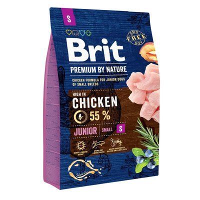 Сухий корм для цуценят та молодих собак дрібних порід Brit Premium Junior S з куркою 3 кг  170807/6260 фото
