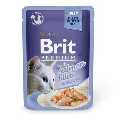 Вологий корм для кішок Brit Premium Cat Salmon Fillets Jelly pouch 85 г філе лосося 111242/487 фото