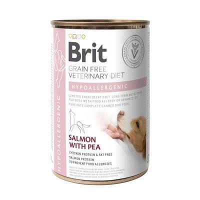 Влажный корм для собак Brit VetDiets Hypoallergenic с пищевой аллергией лосось и горошек 400 г 100259/5873 фото