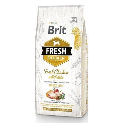 Сухой корм для взрослых собак Brit Fresh Chicken with Potato Great Life с курицей 12 кг 170989 фото