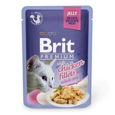 Вологий корм для котів Brit Premium Cat Chicken Fillets Jelly pouch 85 г філе курки 111240/463 фото
