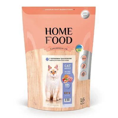 Сухой корм для взрослых котов с чувствительным пищеварением Home Food ягненок и лосось 1.6 кг 56 фото