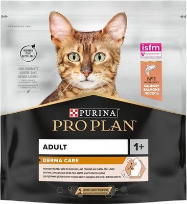 Сухой корм для взрослых котов Purina Pro Plan Adult 1+ Derma Care для поддержания кожи и шерсти с лососем 400 г 7613036544962 фото
