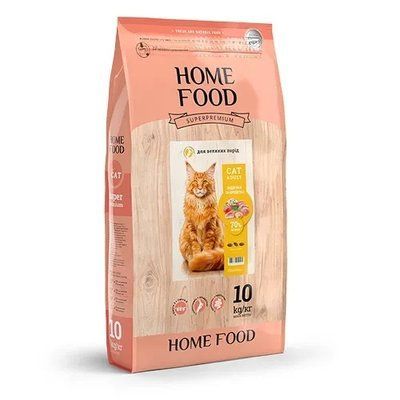 Сухий корм для дорослих котів великих порід Home Food індичка та креветка 10 кг 3079100 фото