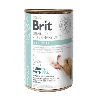 Влажный корм для собак Brit VetDiets Dog Struvite для лечения мочекаменной болезни индейка и горошек 400 г 100279/6078 фото