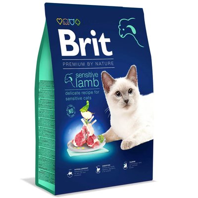 Сухой корм для котов с чувствительным пищеварением Brit Premium by Nature Cat Sensitive 8 кг (ягненок) 171873 фото