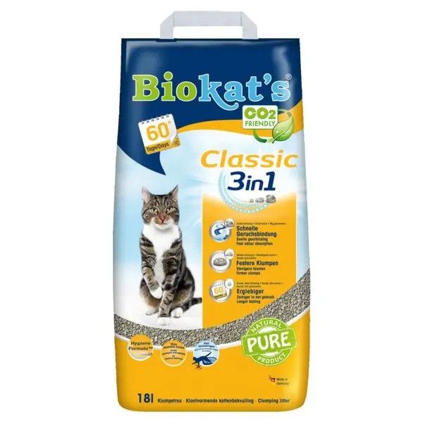 Наповнювач туалету для котів Biokat&s Classic 3in1 18 л (бентонітовий) G-613789 фото