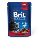 Вологий корм для кішок Brit Premium Cat Beef Stew & Peas pouch 100 г тушкована яловичина та горох 100270 /505982 фото
