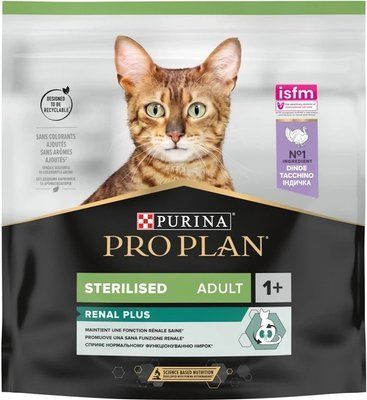 Сухой корм Purina Pro Plan Sterilised Adult 1+ Renal Plus для кошек после стерилизации с индейкой 400 г 7613033564673 фото