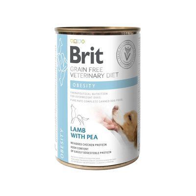Влажный корм для собак Brit VetDiets Dog Obesity при ожирении и избыточном весе ягненок и горошек 400 г 100283/6115 фото