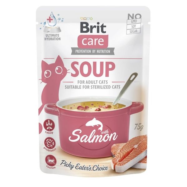 Вологий корм для котів Brit Care Soup pouch Лосось 75 г 101153 фото